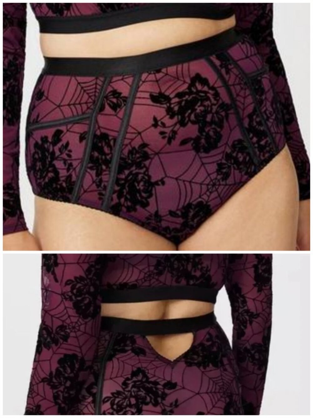 NWT Torrid 2 Flocked Purple Mesh High-Waist Brief Panty 2X 18 20
